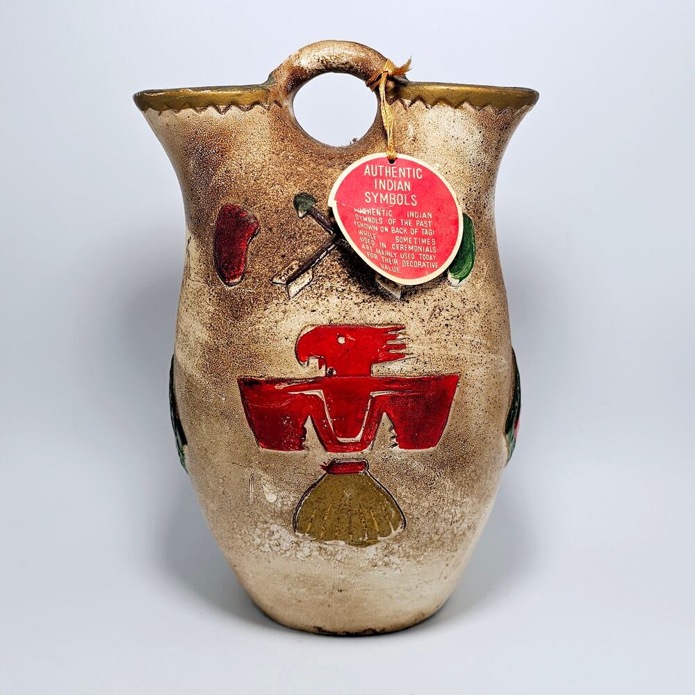 Wedding Pitcher Native American Indian Legend With Tag 8 " x6" Arrow